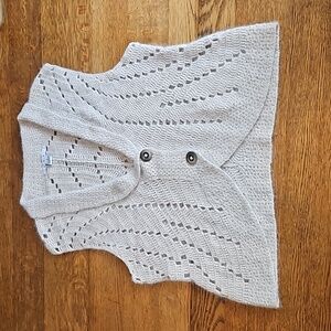 CAbi 345 Angora Blend Pointelle Knit Crochet Sweater Vest